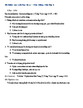 Đề kiểm tra cuối học kì 2 môn Tiếng Việt Lớp 3